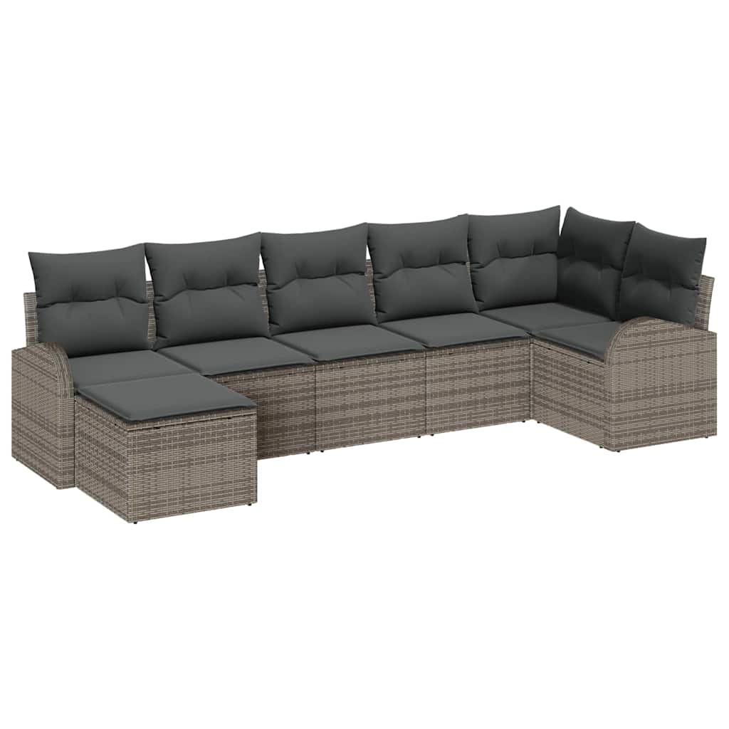 vidaXL Zestaw Sof z poduszką z przechowywaniem 7 pcs Szary polirattan