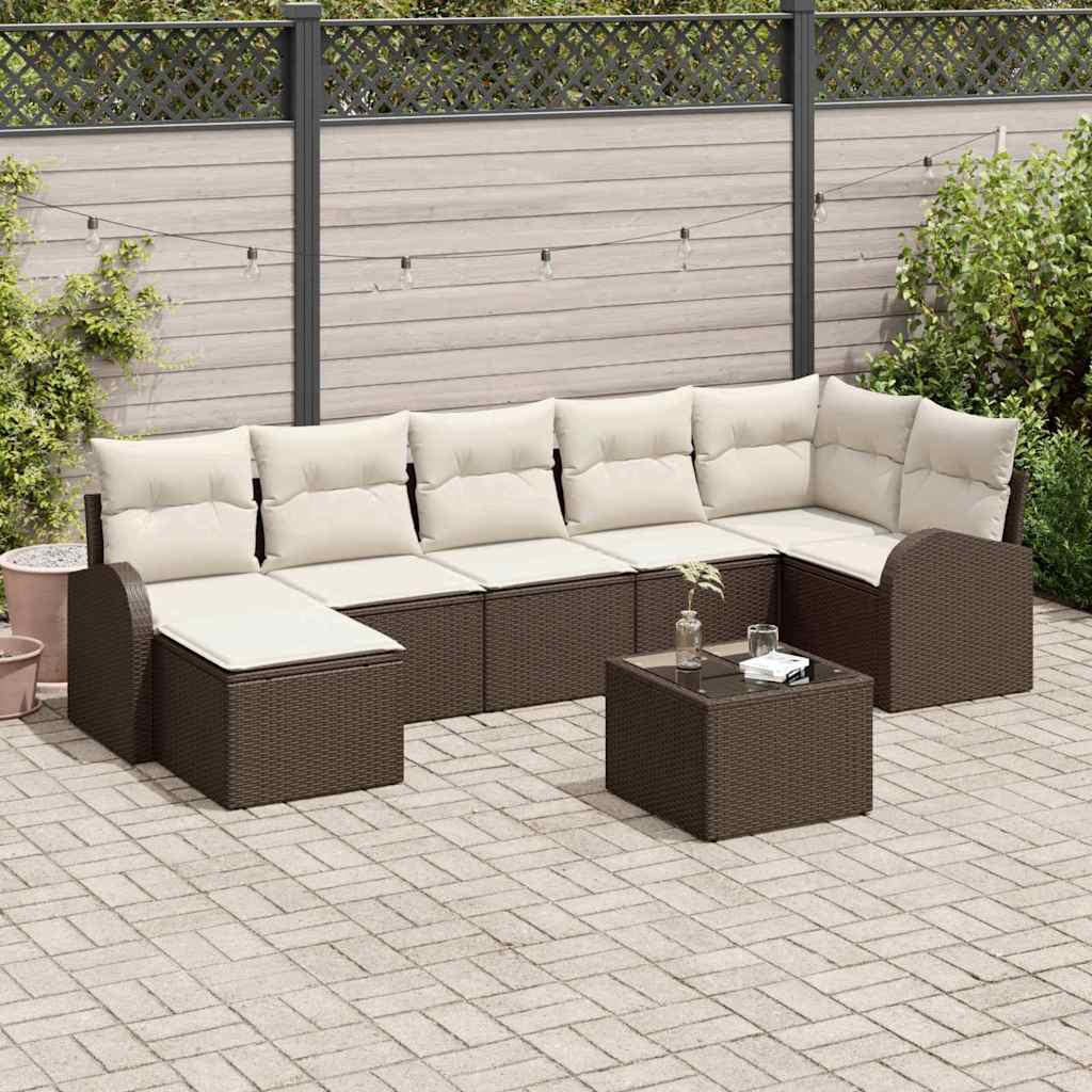 vidaXL Zestaw Sof z poduszką 8 pcs Brązowy polirattan