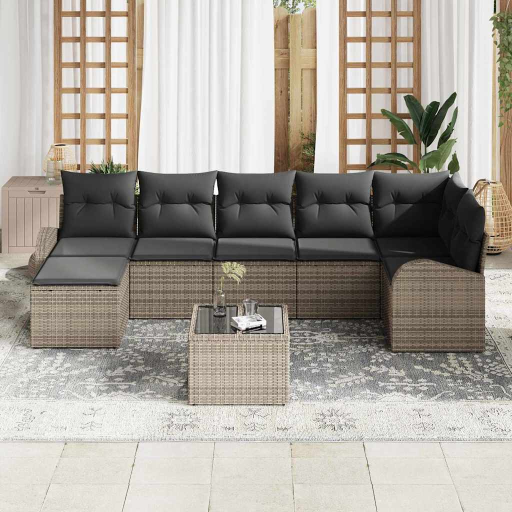 vidaXL Zestaw Sof z poduszką z przechowywaniem 8 pcs Szary polirattan