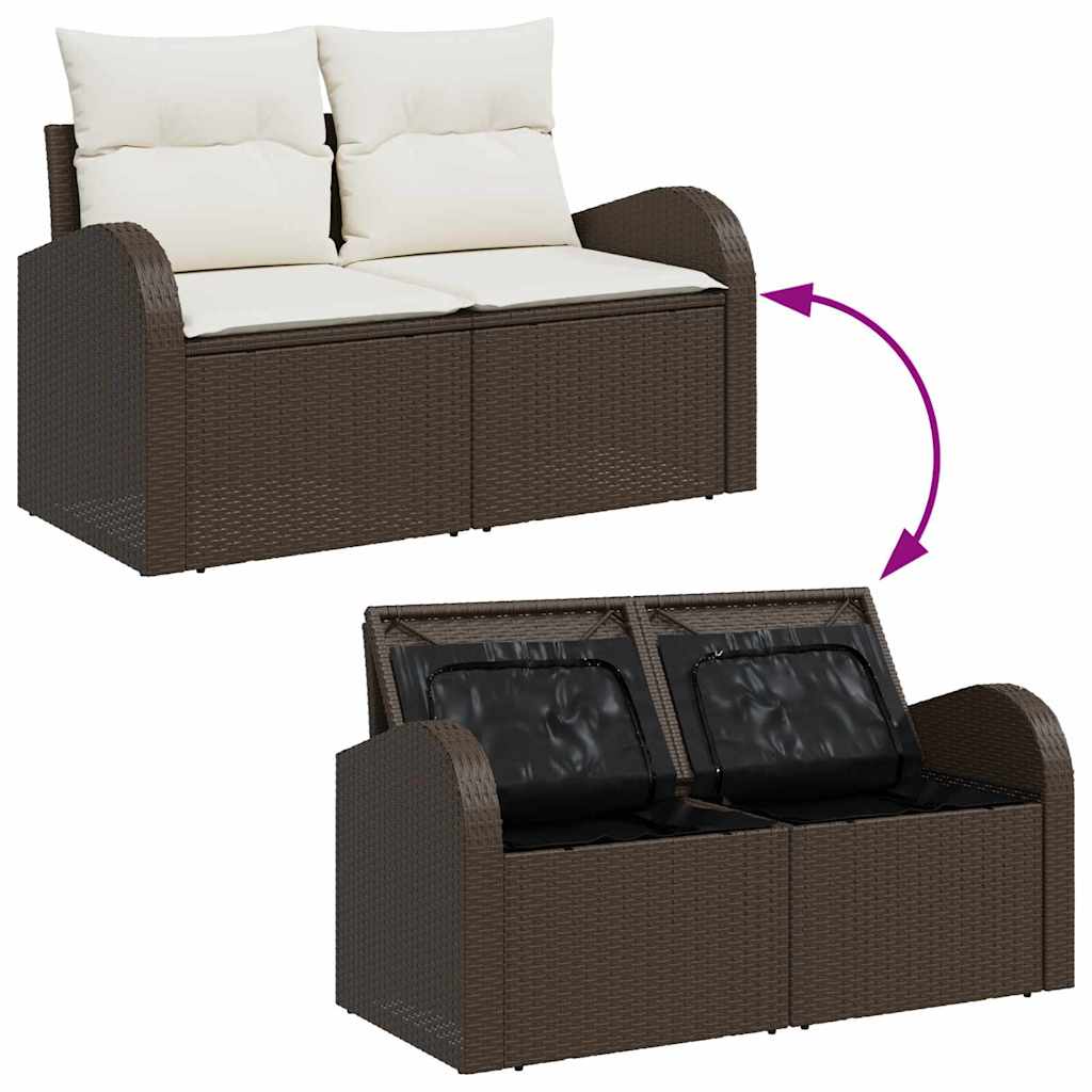 vidaXL Zestaw Sof z poduszką 8 pcs Brązowy i biały polirattan