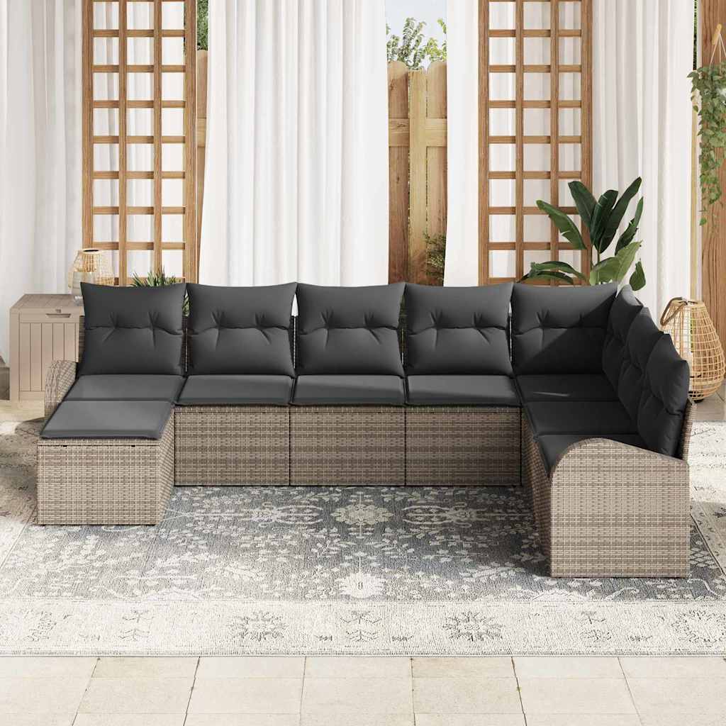 vidaXL Zestaw Sof z poduszką z przechowywaniem 8 pcs Szary polirattan