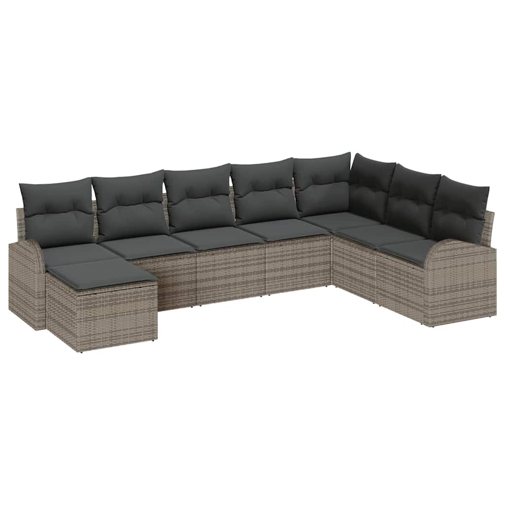 vidaXL Zestaw Sof z poduszką z przechowywaniem 8 pcs Szary polirattan