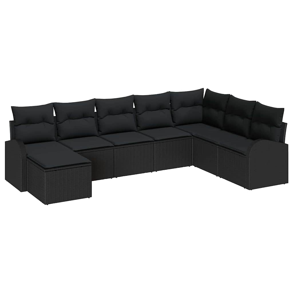 vidaXL Zestaw Sof z poduszką z przechowywaniem 8 pcs Czarny polirattan