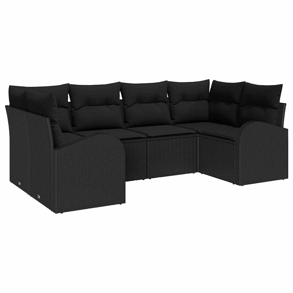 vidaXL Zestaw Sof na Ogród z poduszką 6 pcs Czarny polirattan