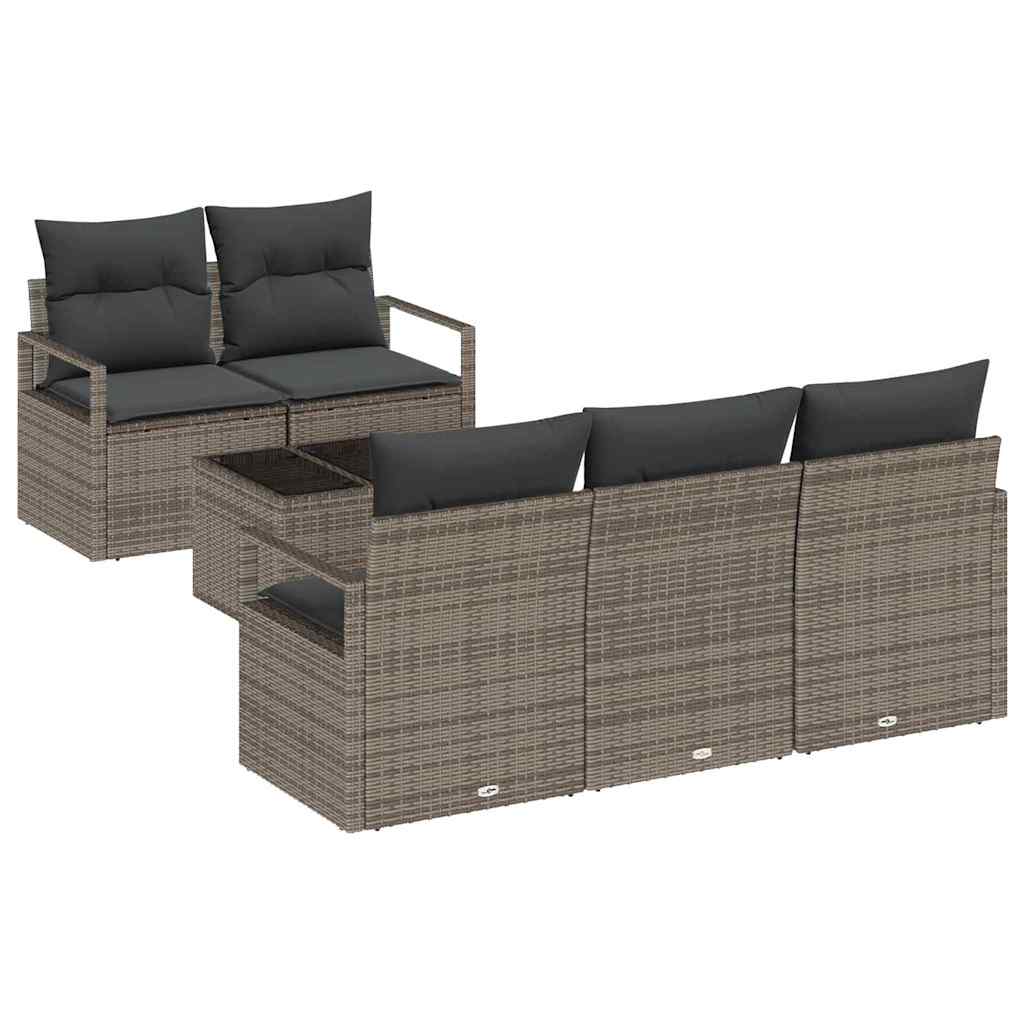 vidaXL Zestaw Sof na Ogród z poduszką 6 pcs Szary polirattan