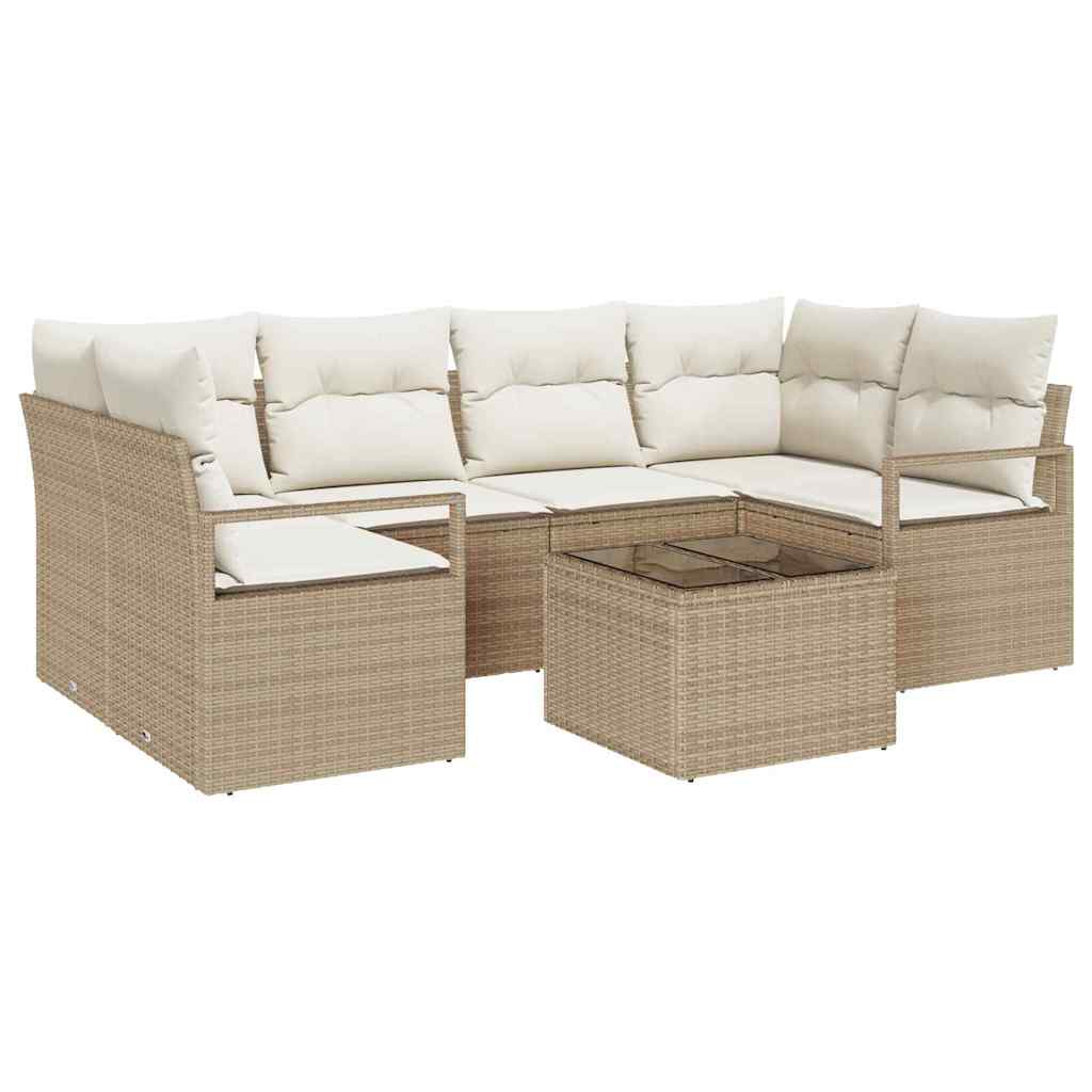 vidaXL Zestaw Sof na Ogród z poduszką 7 pcs Beżowy i kremowy
