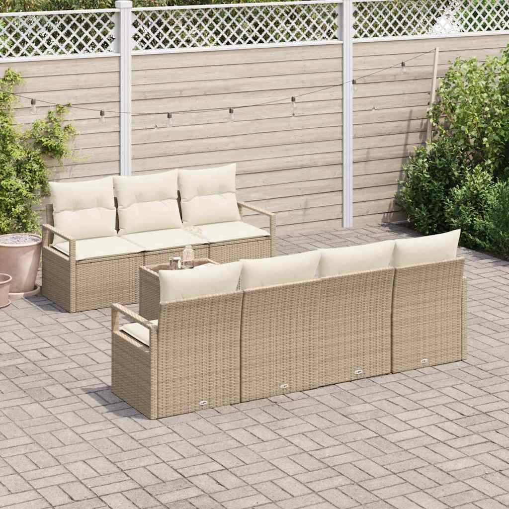 vidaXL Zestaw Sof na Ogród 8 pcs Beżowy i kremowy polirattan
