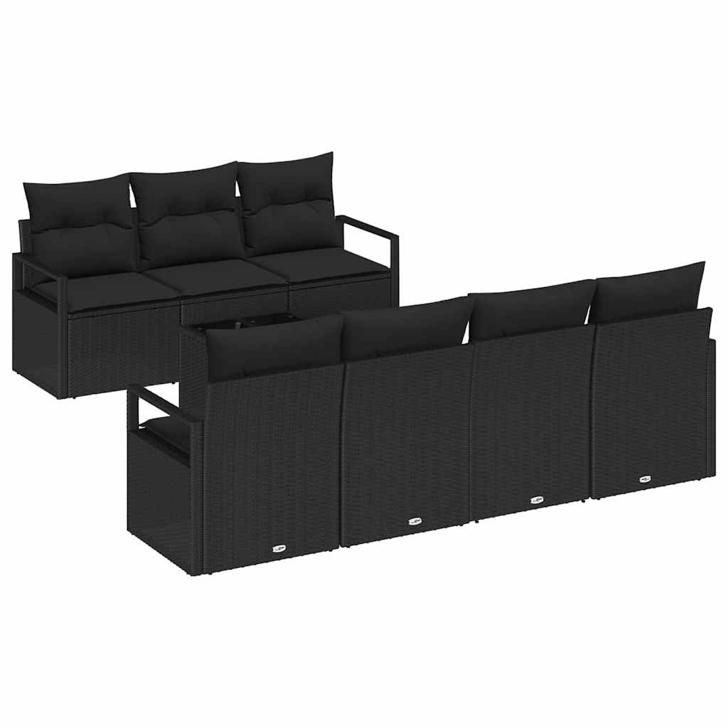 vidaXL Zestaw Sof na Ogród z poduszką 8 pcs Czarny polirattan