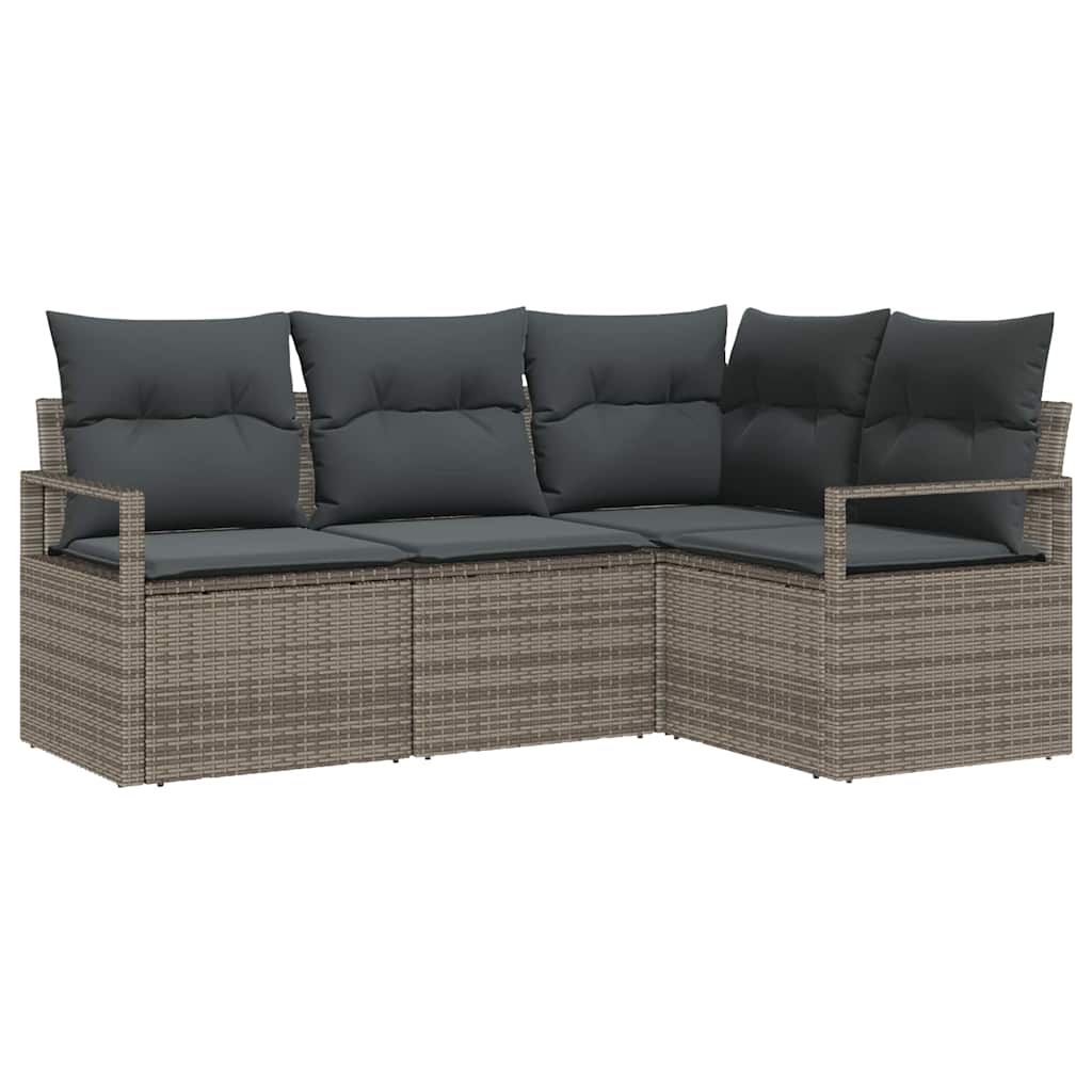 vidaXL Zestaw Sof z poduszką z przechowywaniem 4 pcs Szary polirattan