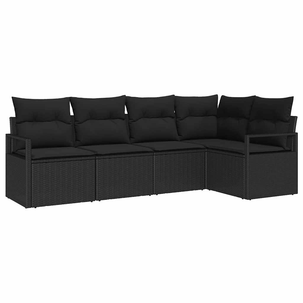 vidaXL Zestaw Sof na Ogród z poduszką 5 pcs Czarny polirattan