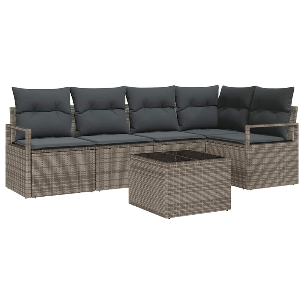 vidaXL Zestaw Sof na Ogród z poduszką 6 pcs Jasnoszary polirattan