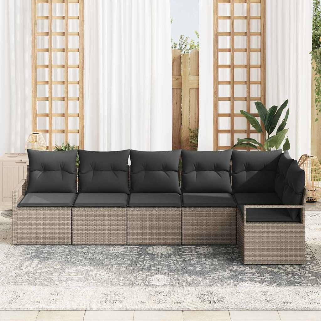 vidaXL Zestaw Sof na Ogród z poduszką 6 pcs Szary polirattan