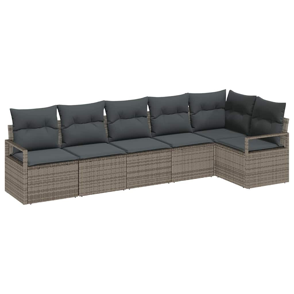 vidaXL Zestaw Sof na Ogród z poduszką 6 pcs Szary polirattan