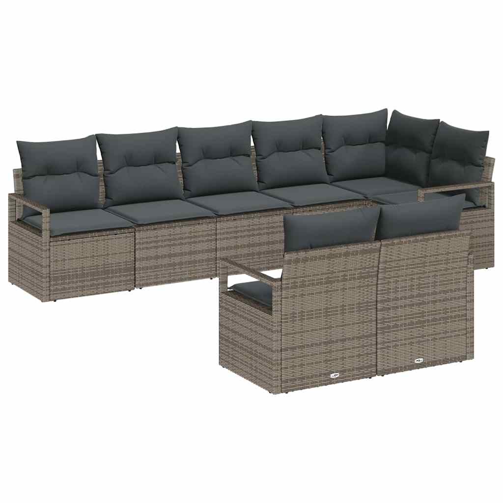 vidaXL Zestaw Sof na Ogród z poduszką 8 pcs Szary polirattan