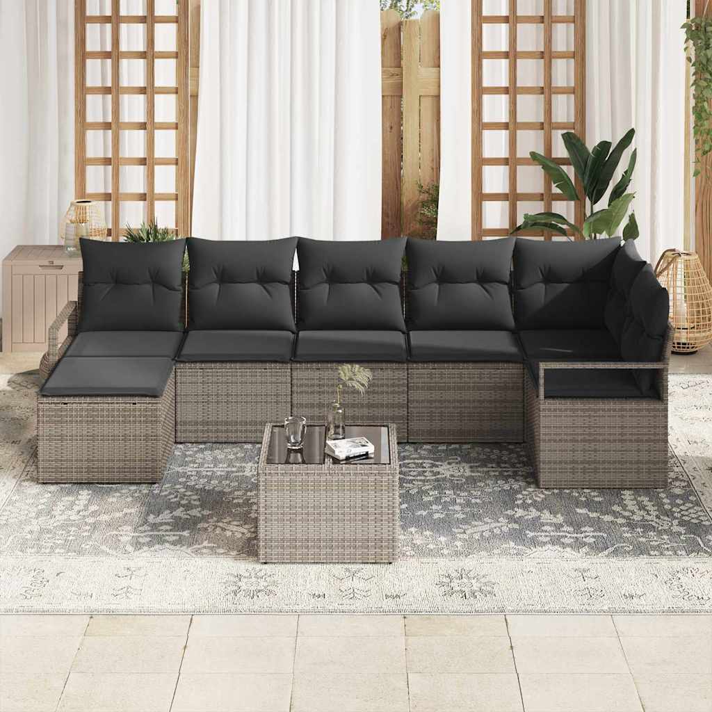 vidaXL Zestaw Sof z poduszką 8 pcs Jasnoszary polirattan