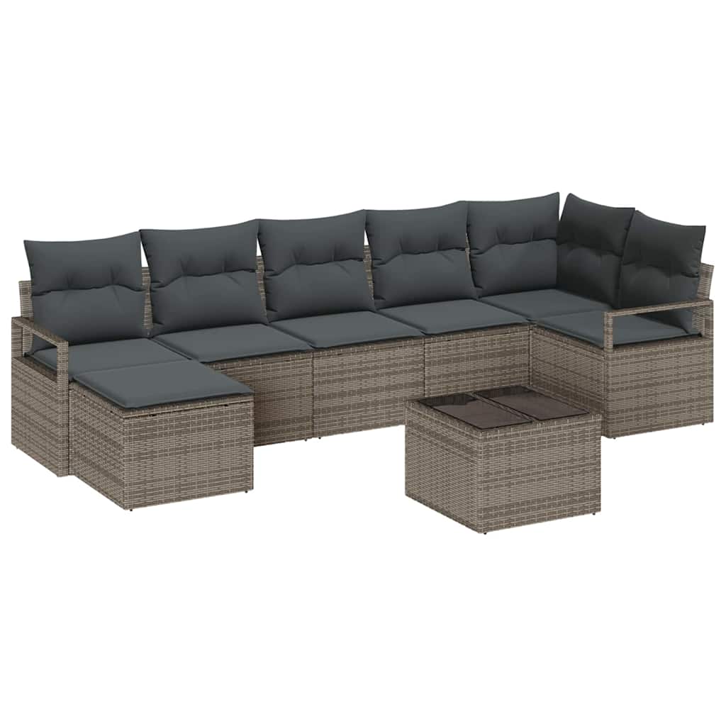 vidaXL Zestaw Sof z poduszką 8 pcs Jasnoszary polirattan