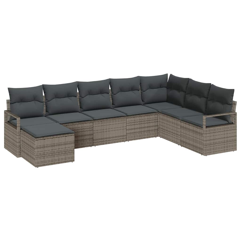 vidaXL Zestaw Sof z poduszką z przechowywaniem 8 pcs Szary polirattan