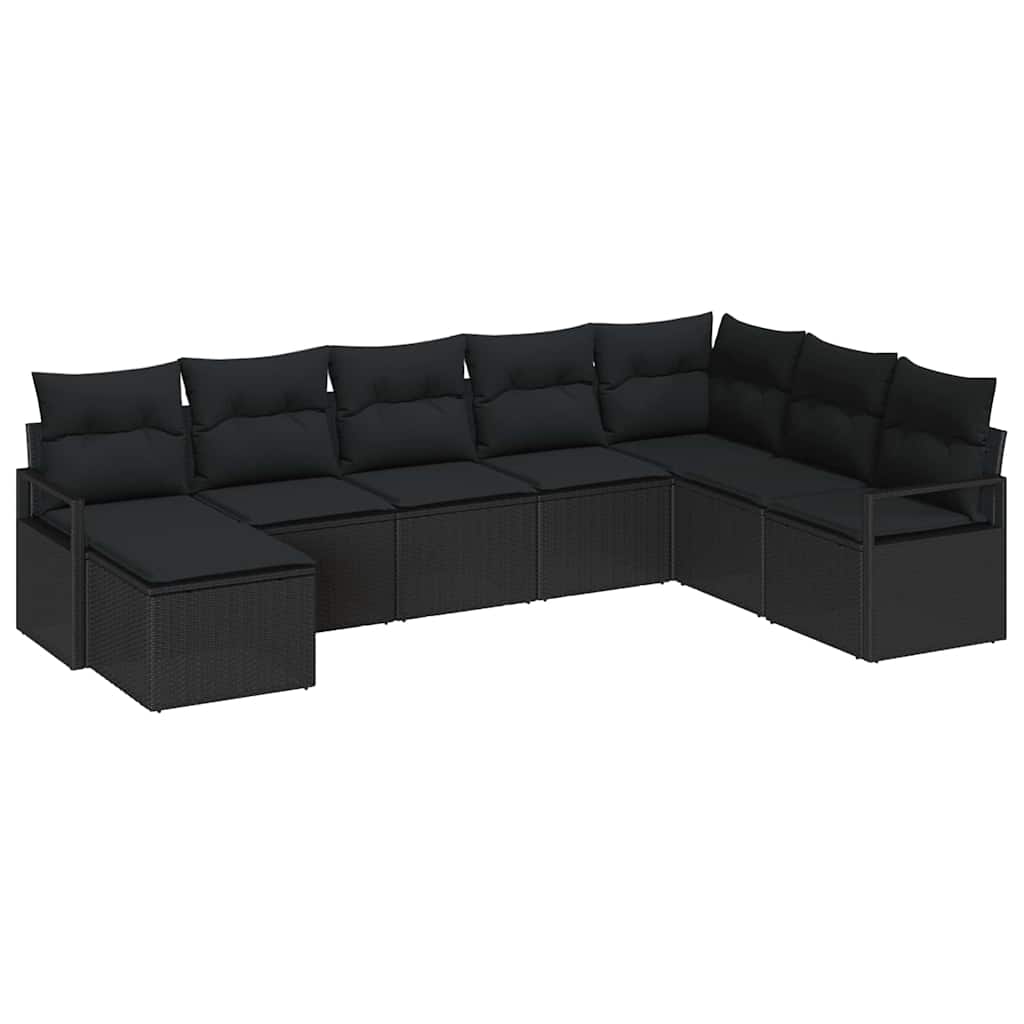 vidaXL Zestaw Sof z poduszką z przechowywaniem 8 pcs Czarny polirattan