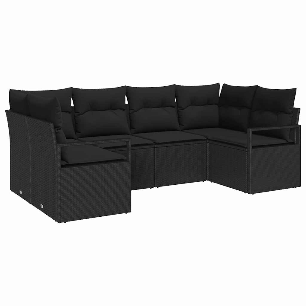 vidaXL Zestaw Sof na Ogród z poduszką 6 pcs Czarny polirattan