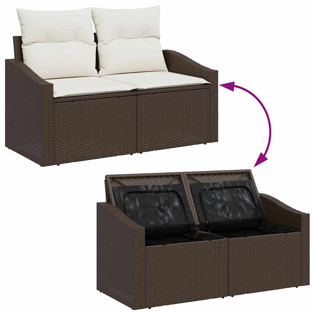 vidaXL Zestaw Sof z poduszką 5 pcs Brązowy i Kremowy polirattan