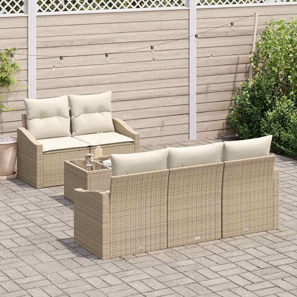 vidaXL Zestaw Sof z poduszką 6 pcs Beżowy i kremowy polirattan