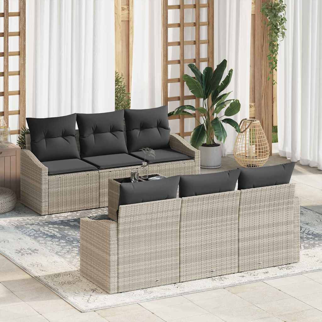 vidaXL Zestaw Sof 7 pcs Jasnoszary i ciemnoszary polirattan