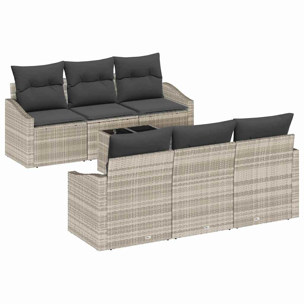 vidaXL Zestaw Sof 7 pcs Jasnoszary i ciemnoszary polirattan