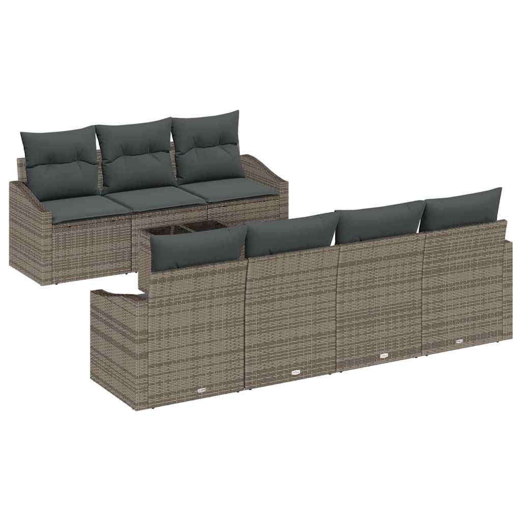 vidaXL Zestaw Sof z poduszką z przechowywaniem 8 pcs Szary polirattan