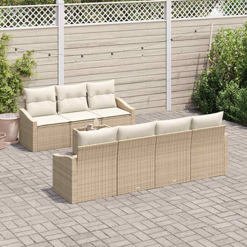 vidaXL Zestaw Sof z poduszką 8 pcs Beżowy i kremowy polirattan