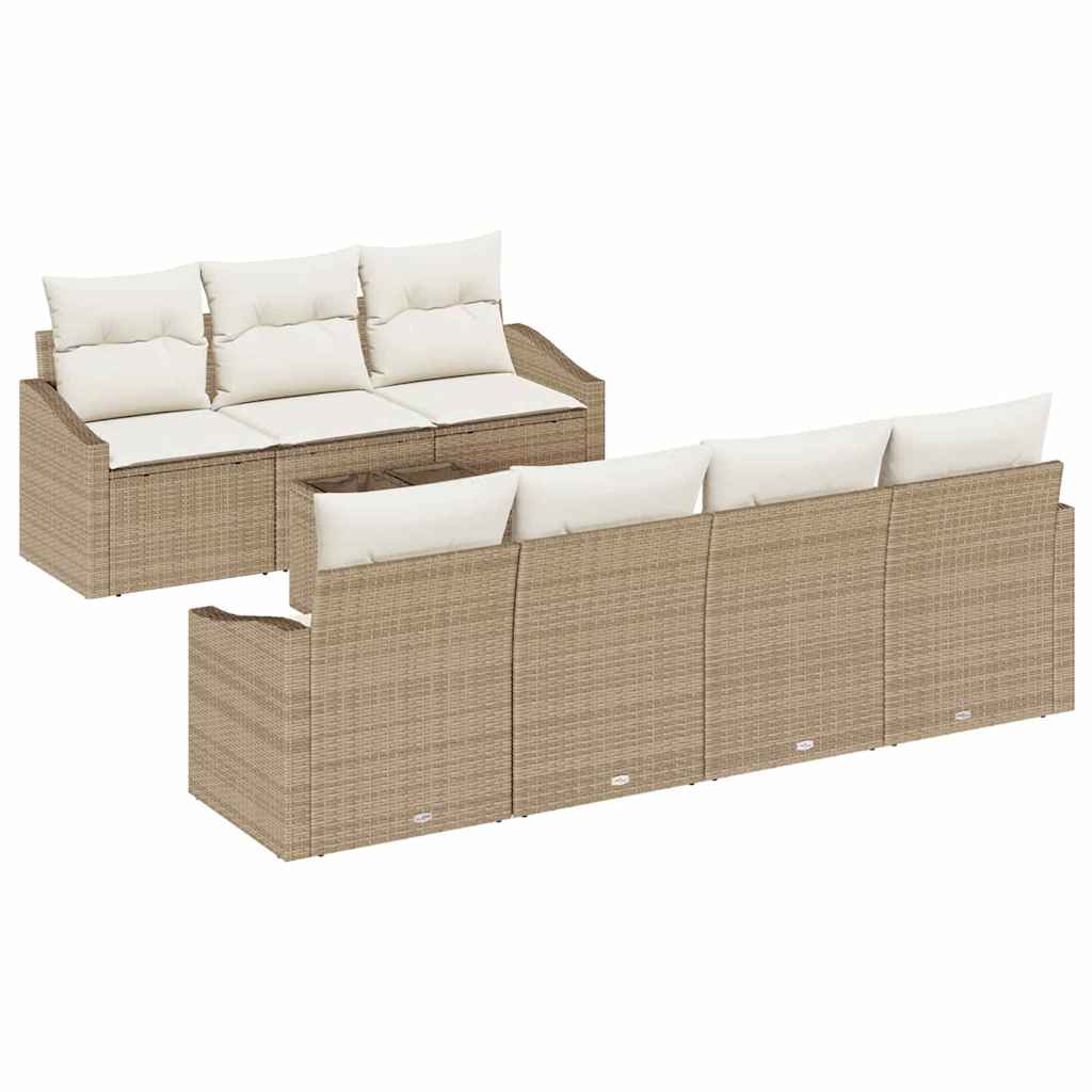 vidaXL Zestaw Sof z poduszką 8 pcs Beżowy i kremowy polirattan