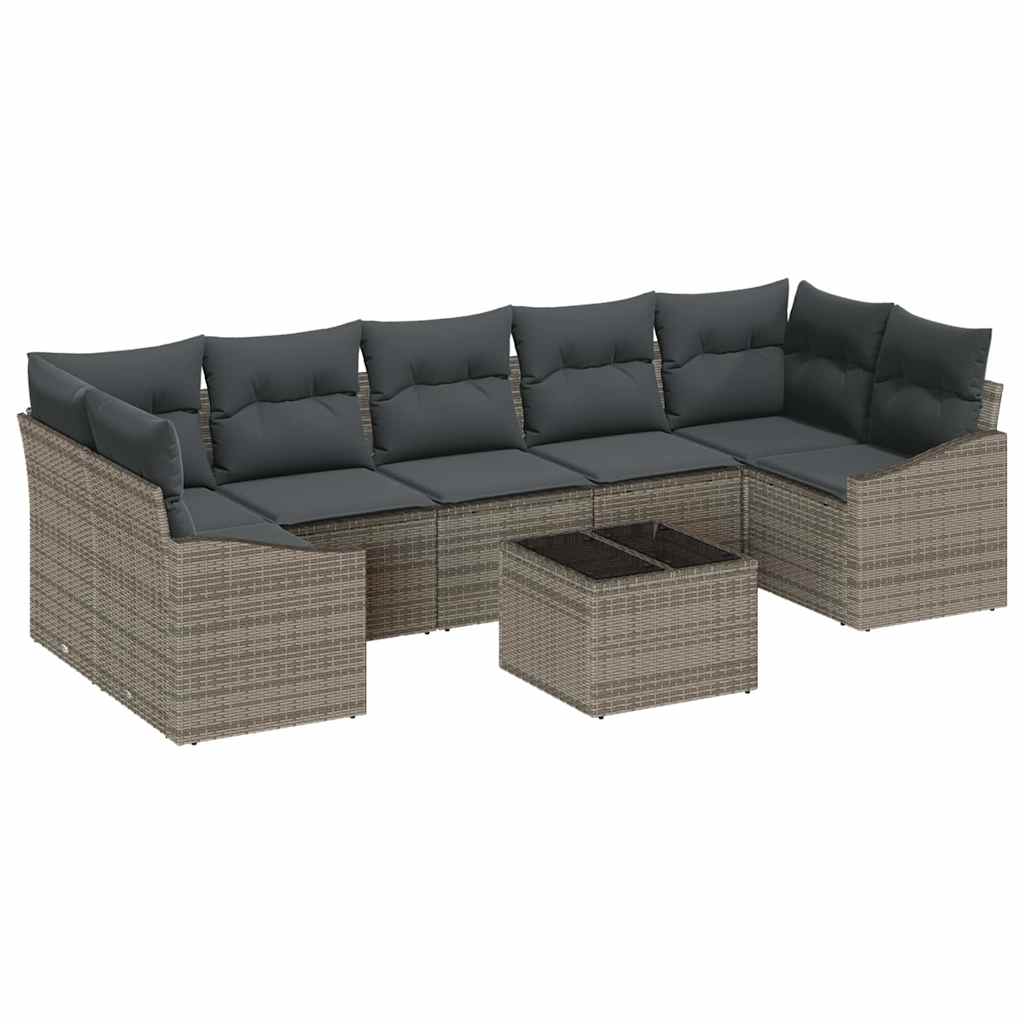 vidaXL Zestaw Sof z poduszką z przechowywaniem 8 pcs Szary polirattan