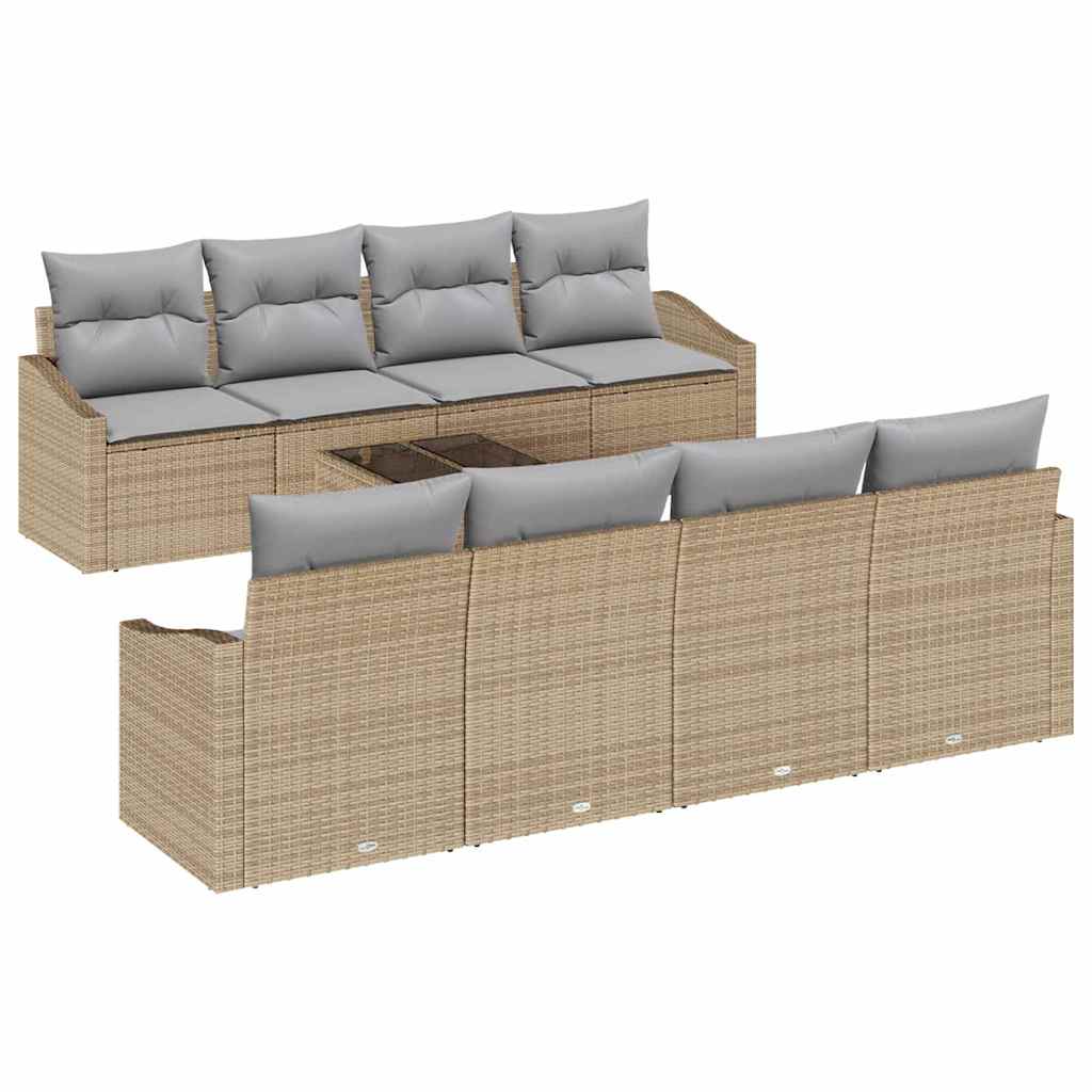 vidaXL Zestaw Sof z poduszką 7 pcs Beżowy i szary polirattan