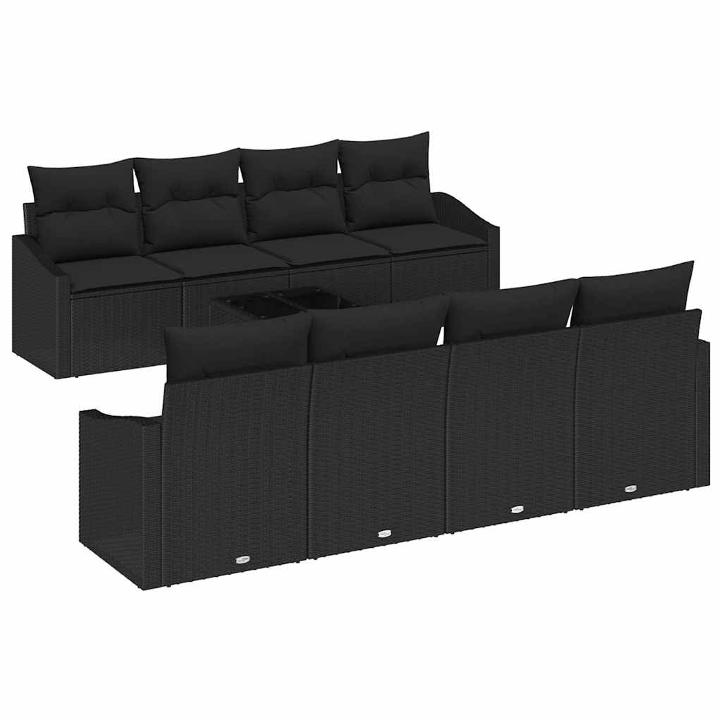 vidaXL Zestaw Sof z poduszką z przechowywaniem 7 pcs Czarny polirattan