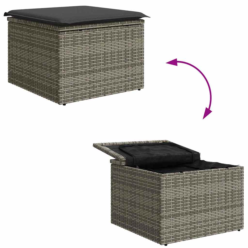 vidaXL Zestaw Sof z poduszką z przechowywaniem 4 pcs Szary polirattan