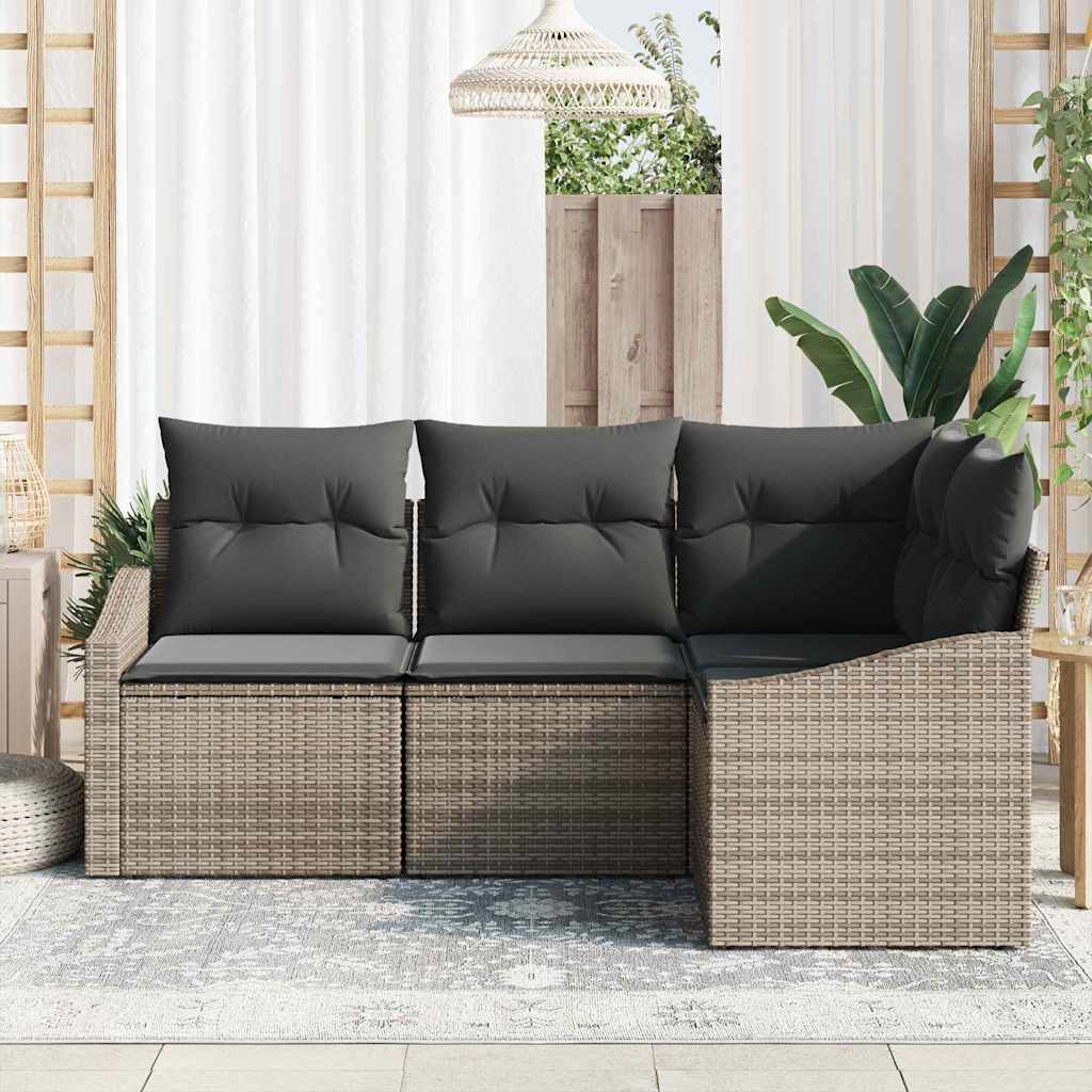 vidaXL Zestaw Sof na Ogród z poduszką 4 pcs Szary polirattan