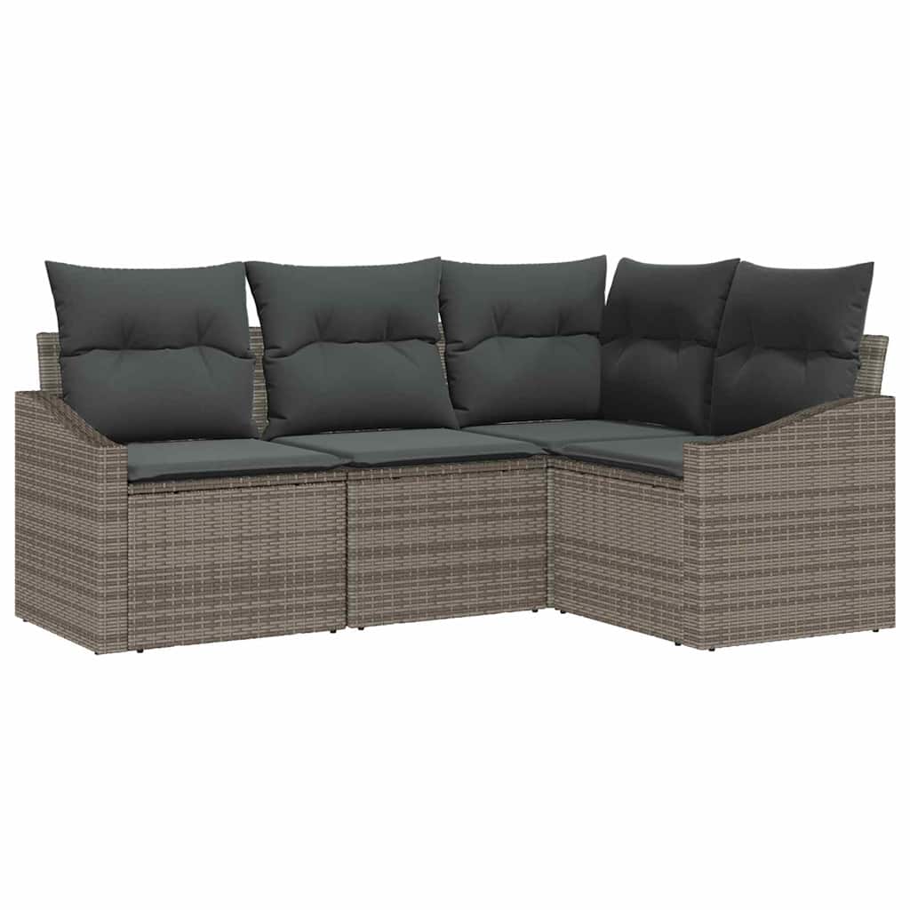 vidaXL Zestaw Sof na Ogród z poduszką 4 pcs Szary polirattan