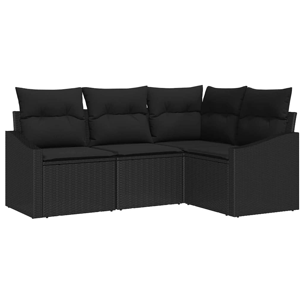 vidaXL Zestaw Sof na Ogród z poduszką 4 pcs Czarny polirattan