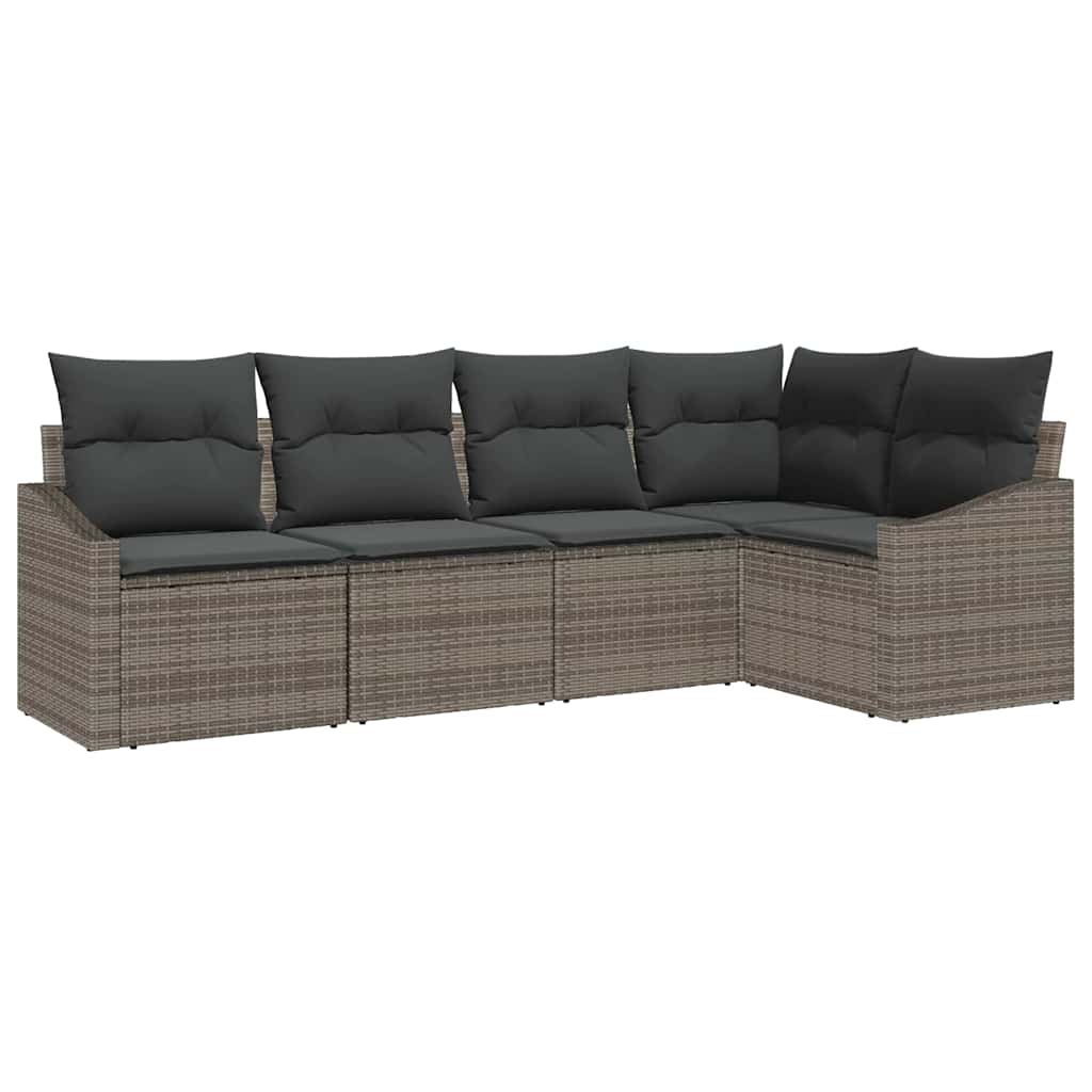vidaXL Zestaw Sof na Ogród z poduszką 5 pcs Szary polirattan