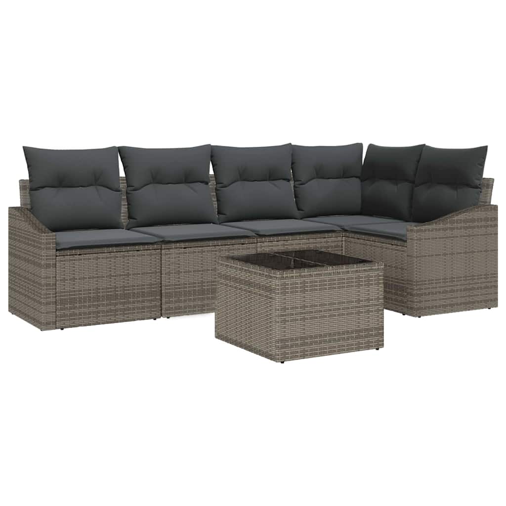vidaXL Zestaw Sof na Ogród z poduszką 6 pcs Jasnoszary polirattan