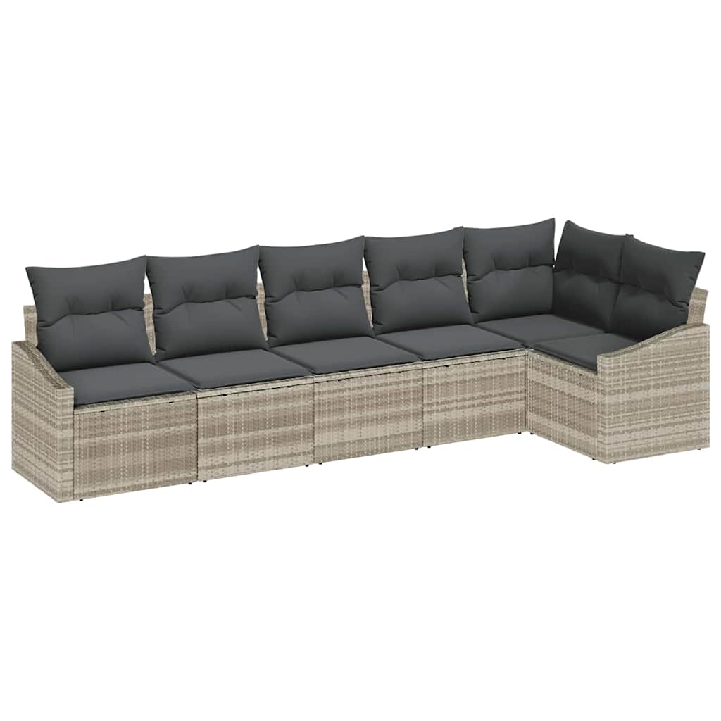 vidaXL Zestaw Sof na Ogród z poduszką 6 pcs Jasnoszary polirattan
