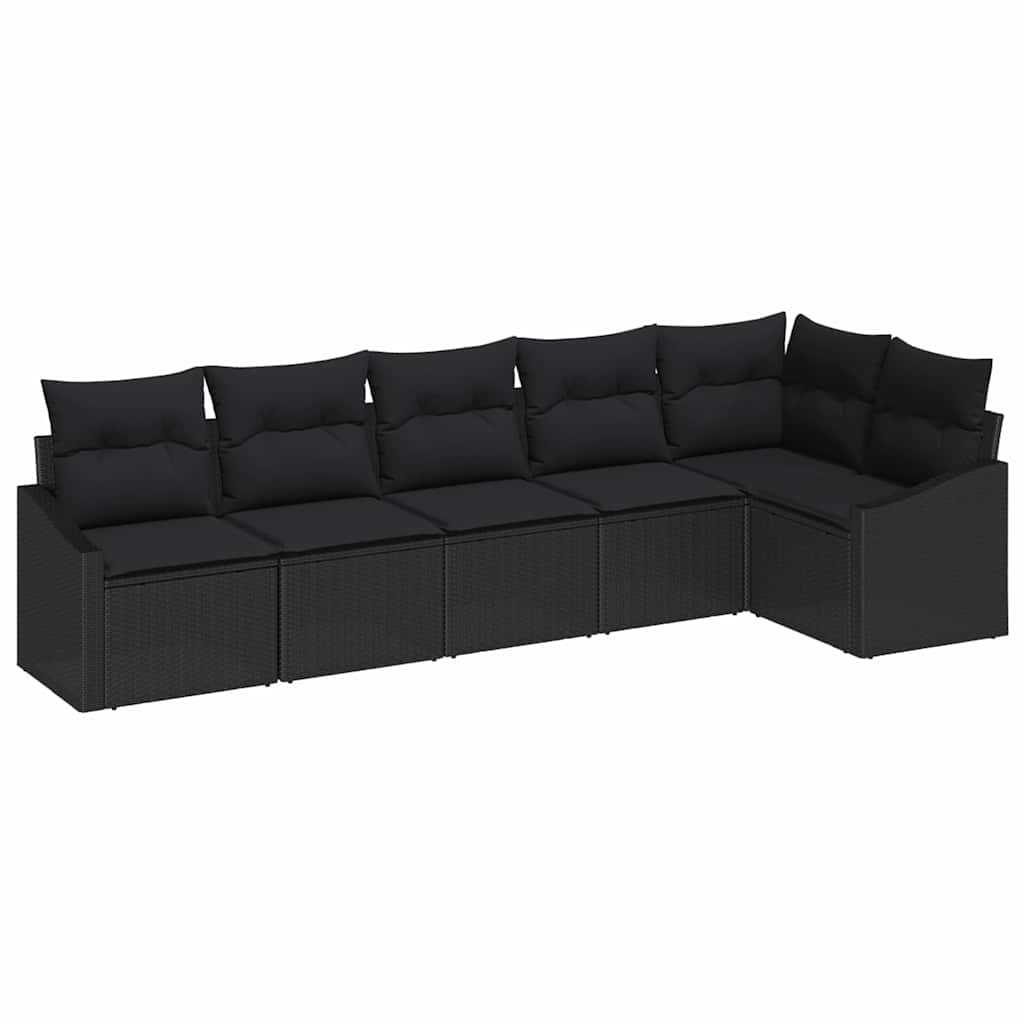 vidaXL Zestaw Sof na Ogród z poduszką 6 pcs Czarny polirattan