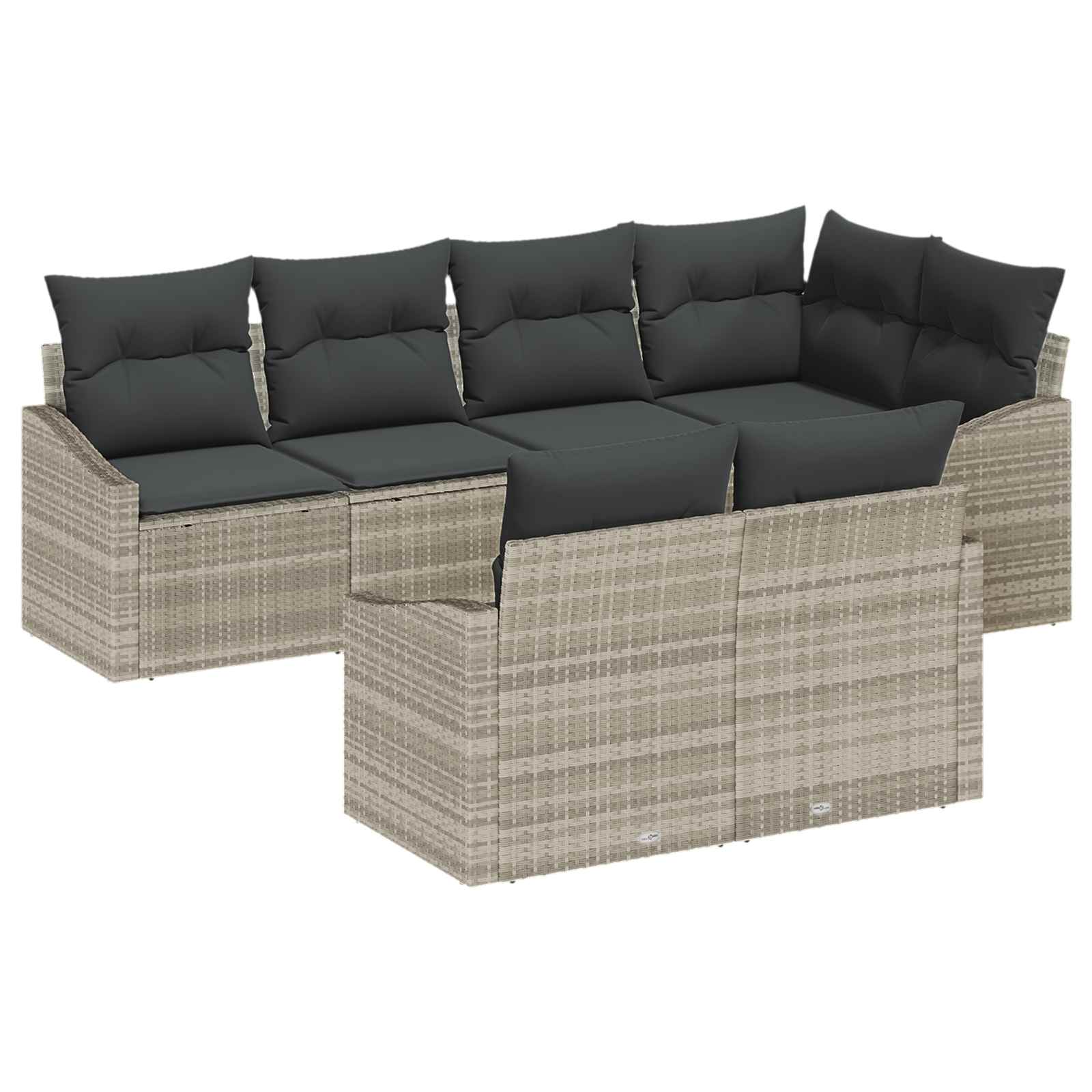 vidaXL Zestaw Sof na Ogród z poduszką 7 pcs Jasnoszary polirattan