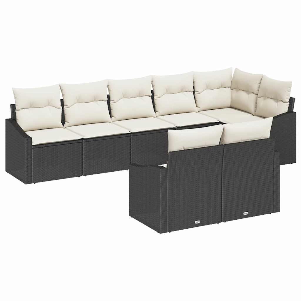 vidaXL Zestaw Sof na Ogród z poduszką 8 pcs Czarny i Biały polirattan