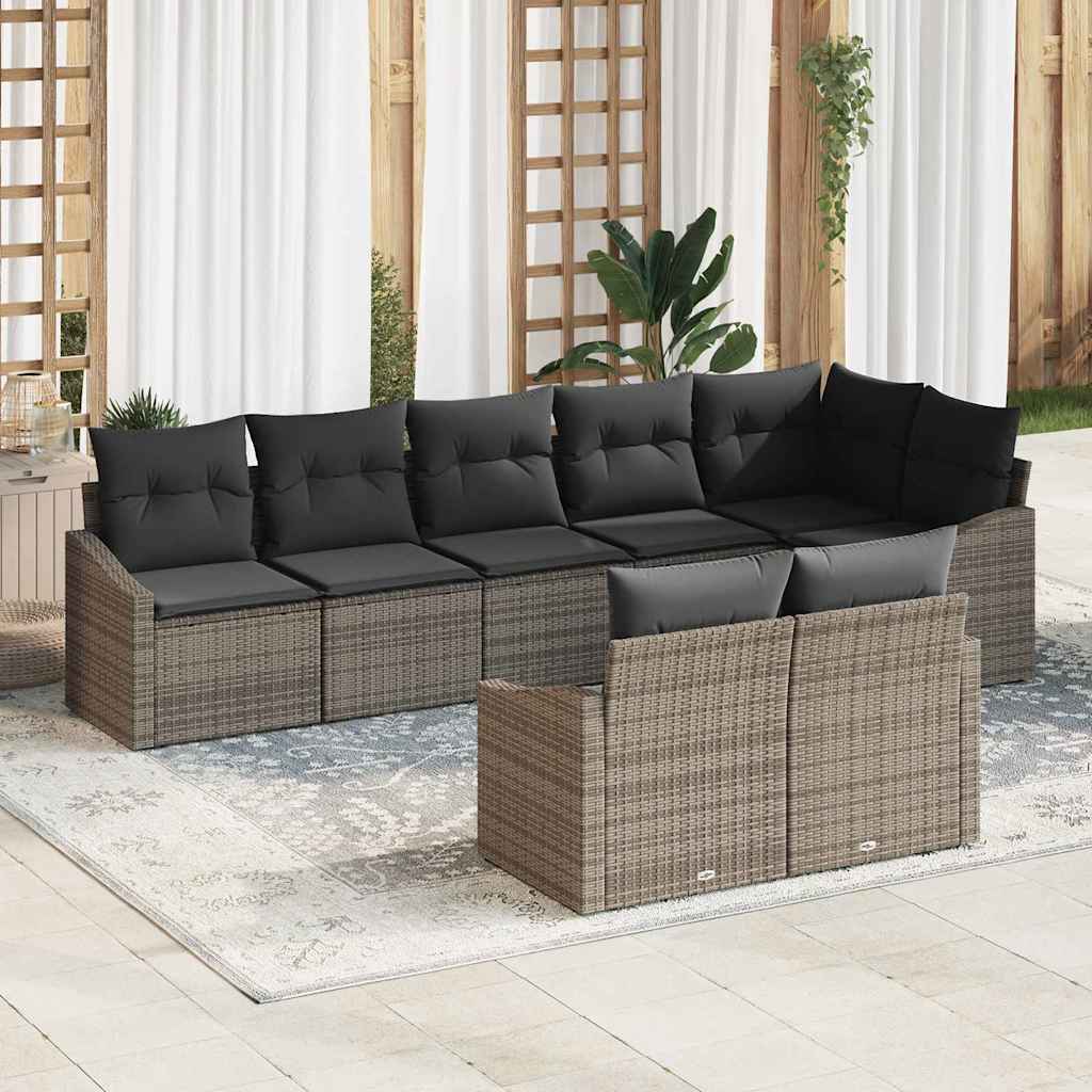 vidaXL Zestaw Sof na Ogród z poduszką 8 pcs Szary polirattan