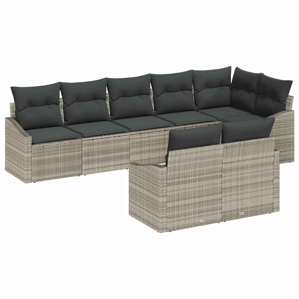 vidaXL Zestaw Sof na Ogród z poduszką 8 pcs Jasnoszary polirattan