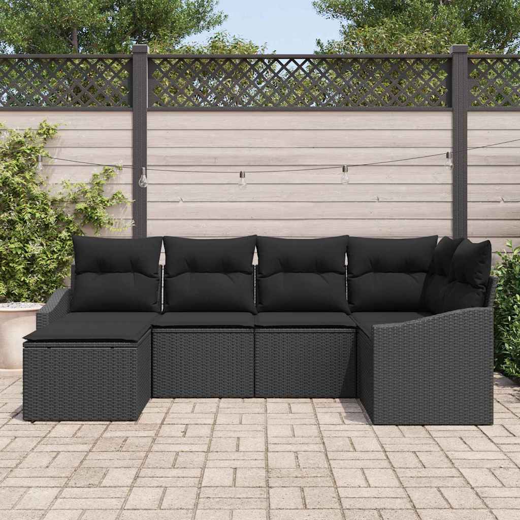 vidaXL Zestaw do jadalni w ogrodzie z poduszką 6 pcs Czarny