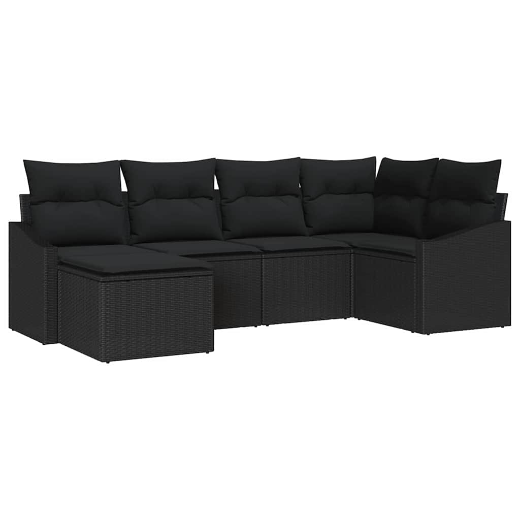vidaXL Zestaw do jadalni w ogrodzie z poduszką 6 pcs Czarny