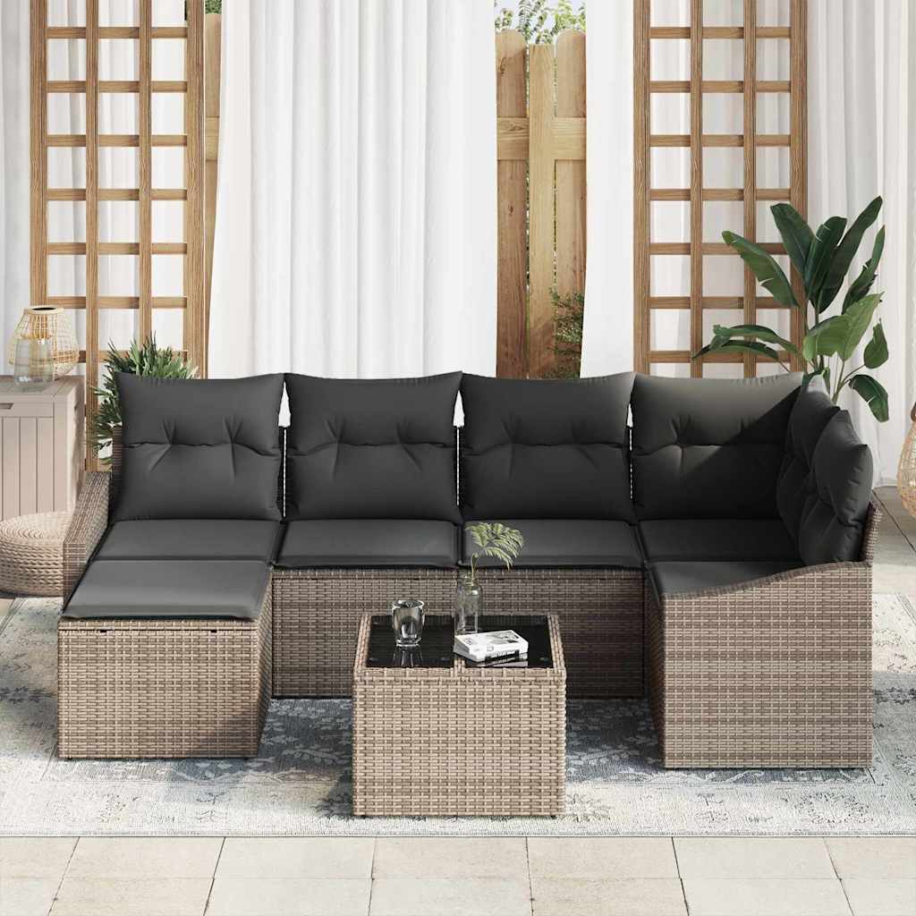 vidaXL Zestaw do jadalni w ogrodzie z poduszką 7 pcs Jasnoszary