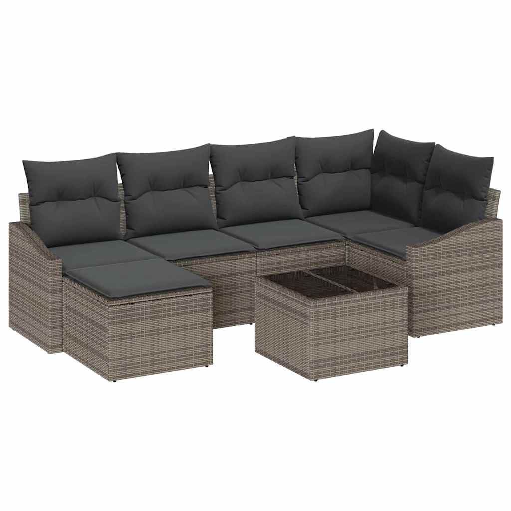 vidaXL Zestaw do jadalni w ogrodzie z poduszką 7 pcs Jasnoszary