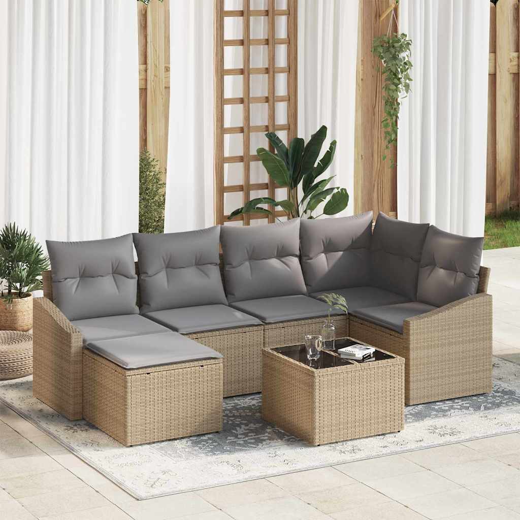 vidaXL Zestaw do jadalni w ogrodzie 7 pcs Beżowy i jasnoszary